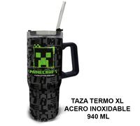 Stor S.L. Taza termo Minecraft Squared Pattern XL, acero inoxidable 940 ml