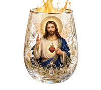 Tazas De Café Cristianas - Vidrio Ergonómico Antideslizante Jesús De 400 Ml, Tazas De Doble Pared Con Asa, Cristalería Coleccionable De Flores | Tazass De Té De Vidrio Para Té, Bebidas, Whisky, Cervez