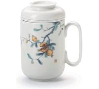 Tazas de café, vasos. Taza clásica de estilo chino, taza de té con filtro, gran taza de café de cerámica con tapa, 400 ml, juego de tazas multifuncionales para beber café (azul: D)