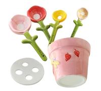 Tazas Medidoras Encantadoras | Juego Decorativo De Cerámica Floral Y Gadgets Novedosos,Cucharas Medidoras de Cerámica | para Café, Cocina, Hogar, Casa, Mesa, Uso Interior, Mujeres, Hombres