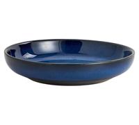 Tazón para servir con esmalte "Transmutation", 25,5 cm, plato de cerámica con borde ancho, recipiente grande de 50 onzas para frutas, ideal para la cocina, apto para microondas y lavavajillas (azul)
