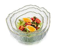 Tazones De Vidrio Juego De 3 Tazones De Ensalada Apilables Transparentes Tazón Pequeño Para Sopa Postre De Frutas Pasta Curry Palomitas De Maíz Cereal Traje Para Mezclar Comidas Fiesta Catering