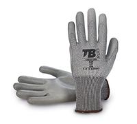 TB Guante de Protección Anticortes 401G2 DYN | Guante de Trabajo Recubierto de Poliuretano Gris en Palma, Soporte HPPE Gris y Fibra de Vidrio. Elástico, Transpirable y Resistente - Talla 7