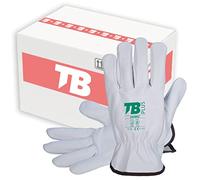 TB Guante de Protección Laboral TB Plus 160IBSZ | Caja 120 Pares | Guante de Seguridad para Trabajos con Riesgos Mecánicos y Térmicos. Fabricado en Piel Flor Vacuno, Color Gris - Caja 120 Pares (9)