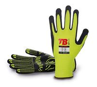 TB Guante de Protección TB 700F Zebra | Guante de Trabajo con Nitrilo Foam Negro en Palma, Algodón Amarillo en Dorso y Puño Elástico. Flexible, Resistente y Transpirable - Talla 10