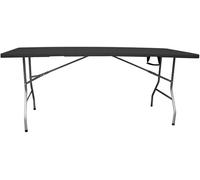 TB Thayba Mesa Plegable Rectangular, 180x70x74cm, Resina con Patas de Acero, para Eventos y Terrazas, Color Negro (Negro)