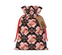 TBABMDPDM Bolsas de arpillera con estampado de fondos de oro rosa, bolsas de arpillera con cordón, varios tamaños para recuerdos de fiesta