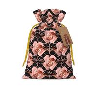 TBABMDPDM Bolsas de arpillera con estampado de fondos de oro rosa, bolsas de arpillera con cordón, varios tamaños para recuerdos de fiesta