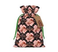 TBABMDPDM Bolsas de arpillera con estampado de fondos de oro rosa, bolsas de arpillera con cordón, varios tamaños para recuerdos de fiesta