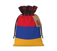 TBABMDPDM Saco de Papá Noel con estampado de bandera de Armenia, bolsa de regalo de lino con cordón, para almacenamiento de paquetes de fiesta de Navidad