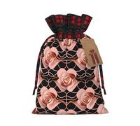 TBABMDPDM Saco de Papá Noel con estampado de fondos de oro rosa, bolsa de regalo de lino con cordón, para almacenamiento de paquetes de fiesta de Navidad
