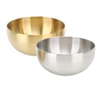 Tbest 2 Unids Ensaladeras De Acero Inoxidable Tazones De Mezcla De Aislamiento De Doble Pared Tazones Redondos Portátiles De 15 Cm Para Pasta Arroz Sopa Camping Cocina Restaurante