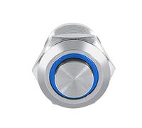 Tbest Interruptor de Botón LED de 12 Mm Interruptor Pulsador Momentáneo Iluminado Botón Pulsador de Encendido LED 4 Pines 1 NO Descarga Alta IP65 Metal Resistente Al Agua Latón (BLUE)