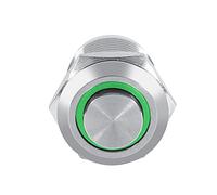 Tbest Interruptor de Botón LED de 12 Mm Interruptor Pulsador Momentáneo Iluminado Botón Pulsador de Encendido LED 4 Pines 1 NO Descarga Alta IP65 Metal Resistente Al Agua Latón (GREEN)