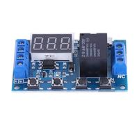 Tbest Módulo de Relé Temporizador Ajustable con Pantalla LED | Admite entrada de 6 V-30 V, compatible con Micro USB, botón de parada de emergencia, modo de suspensión para ahorrar