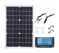 Tbest Panel Solar Portátil de Silicio Monocristalino de 18 V y 20 W con Puerto de Carga USB Dual y Abrazadera Dc5521 para Teléfonos, Cámaras, Baterías de 12 V para Coches, Barcos, Exteriores,