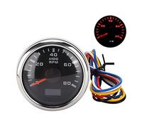 Tbest Tacómetro de Puntero Marino de 52 Mm con Retroiluminación Roja Tacómetro Automático Universal para Motocicleta, Automóvil, Camión, Barco, Motor de Gasolina 9-32 V, Motor Paso a Paso Alto, Dial
