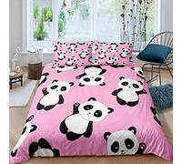 Tbrand Funda de edredón para niñas Panda King Cartoon Negro Blanco Panda Juego de ropa de cama Chic Best Niños Regalo Funda de edredón para niños Niños Suave