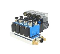 TBZOQAID Bloque de válvula magnética solenoide 4V210-08 neumático, Base Ajuste silenciador, Estaciones colector multidireccional, Manguera 12/24V 110/220V 6mm 8mm(DC12V,10mm-8mm 3 Stations)