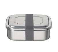 TC SANDWICH BOX 0,80 L, Stone Grey, acero inoxidable sin pintar con cinta textil, fiambrera de acero inoxidable, para la universidad, la escuela, la oficina, apto para lavavajillas, THERMOCAFÉ by
