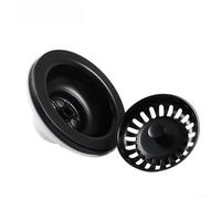 TDCuizent Colador de cesta para fregadero de cocina con acabado negro PVD SUS304, tapón de drenaje de residuos de acero inoxidable para agujero de 83-90 mm, doble capa, a prueba de fugas, para el baño