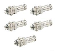 TDCuizent Conector de aviación GX16 Socket 2/3/4/5 Pin Aleación de zinc Impermeable para equipos industriales Arnés de cableado de alto voltaje Conexión eléctrica (5P)