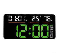 TDCuizent Reloj de pared digital LED grande con pantalla de temperatura, calendario de alarma y funcionamiento silencioso de día de semana con control remoto para decoración del hogar, oficina