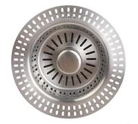 TDCuizent Tapón de drenaje de fregadero de cocina 3 en 1, colador de acero inoxidable, cesta de filtro de botón para tuberías de 70-113 mm, tapón de residuos con resorte para limpiar plata para