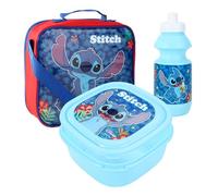 TDL Disney Stitch - Juego de almuerzo de 3 piezas con bolsa aislante, botella de agua y recipiente para alimentos, color azul