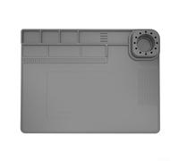 TE-722 Alfombrilla de silicona resistente al calor para soldadores y bombas desoldadoras en montaje y retrabajo de electrónica de mesa (gris)