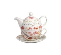 TEA SHOP - Tetera + Taza Tea for One Botanic - De porcelana con infusor - Filtro de acero inoxidable