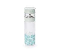 Tea Soul | Botella Termo de Té de Vidrio Borosilicato, Doble Pared, 350ml, Diseño Boho, Verde Menta