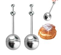 Tea Strainer - Durable Stainless Steel Ball Mesh Infuser Set, Reusable Fine Filtration & Powder Shaker Tool, Easy Grip Lock Design | Loose Leaf Brewing, Juice Drink, Baking Use, Party
