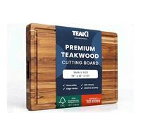 Teakhaus Tabla de cortar rectangular de teca de 41 x 31 x 3,8 cm pulgadas con asas y canal de jugo