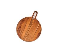 TEAKHAUS Tabla de servir con mango largo redonda 51cm BISTRO madera de teca marrón
