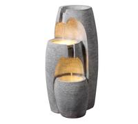 Teamson Home Fuente 3 Niveles Gris con LED Suave y Acabado Piedra Resistente para Jardines y Exteriores