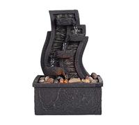 Teamson Home Fuente de Agua de Mesa para Interiores, Pequeña Decoración de Zen, Moderno Adorno de Cascada de Escritorio con Luces y Bomba, Gris