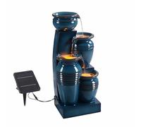 Teamson Home Fuente de Agua Solar en Cascada 4 Niveles, Azul, 28.74"