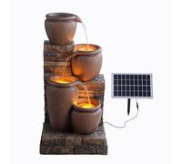 Teamson Home Fuente de Agua Solar en Cascada 4 Niveles, Marrón, 30.71"