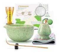 TEANAGOO Juego de batidor de matcha, juego de 7 piezas de matcha verde, kit de matcha de ceremonia, juego de té matcha para hacer café con leche, cuenco de cerámica (chawan) con boquilla y batidor