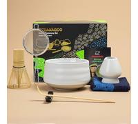 TEANAGOO Juego de té matcha, juego de té japonés, cuenco de matcha, batidor de bambú matcha, cuchara, tamizador, soporte para batidor de matcha, soporte para batidor de matcha, juego de batidor de