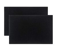 Tebery Paquete de 2 Alfombrillas de Goma de 18 x 12 Pulgadas, Gruesas y duraderas y Elegantes Alfombrillas Negras para derrames de Barras, Antideslizantes, Alfombrillas de Servicio para café, Bares