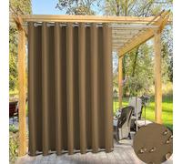 TECDOTO Cortina Exterior Impermeable para Cortinas de Cenador de Jardín y Patio, Aislamiento TéRmico Cortinas Opacas con Ojal Superior e Inferior Cortina | 1 Panel-Marrón-claro-213x213cm(AnxAl)