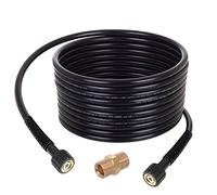 TECHKAR Recambio Alargador Manguera Lavadora Alta Presión - Piezas Hidrolimpiadora Karcher -200bar compatible con Kärcher con rosca M22x1.5 + Conector Manguera y Boquilla - 25m