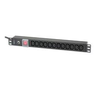 Techly I-CASE STRIP-12C Regleta de alimentación 19' 1U X12 - Tomas C13, Enchufe C20 para UPS