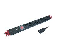 Techly I-CASE STRIP-8C Regleta de alimentación 19' 1U X8 - enchufes C13