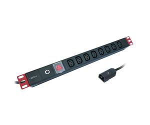 Techly I-CASE STRIP-8C Regleta de alimentación 19' 1U X8 - enchufes C13