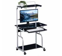 Techly ICA-TB 7800bk negro, Metálico Oficina Escritorio Para Ordenador - de rack (Panel de fibra, Metal, Negro, Metálico, 4 rueda (S), 800 mm, 690 mm)