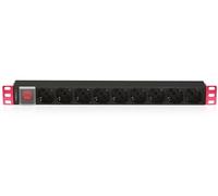 Techly Professional Multipresa 9 Posti da Rack 19'' con Interruttore 1 HE Nero/Rosso