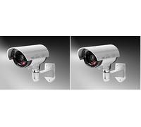 Technaxx Alemania Cámara de Seguridad Domo CCD CAM Interior Realista Falsa Vigilancia CCTV Rojo Intermitente Lente y Cable TX-18 (Paquete de 2)